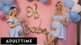 Vonzó terhes barinők hármasban: Rylee Blake és Aubrey Kate basznak egy hűtlen férjjel!